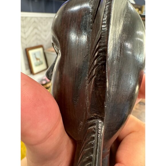 Vintage 70s Hand Carved Ebony Bust  Female Figure 11" Tall Kenya Treasures - Picture 6 of 7